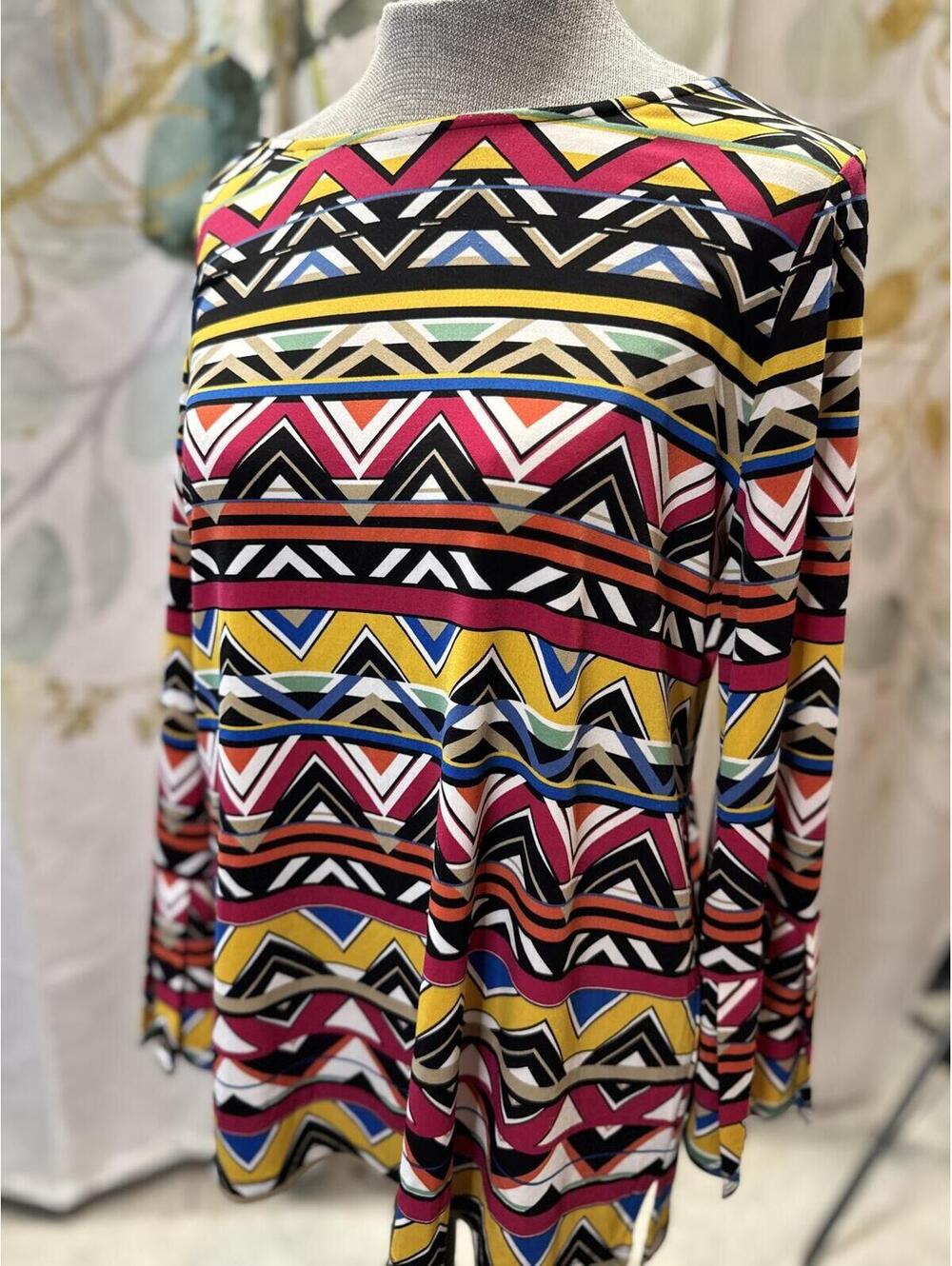 Rafaella S Colorful Geometric Pattern Long Sleeve Top